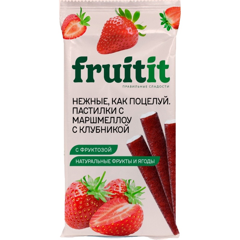 Изображение товара Пастилки Fruit it с маршмеллоу и спелой клубникой 55 г натуральный продукт