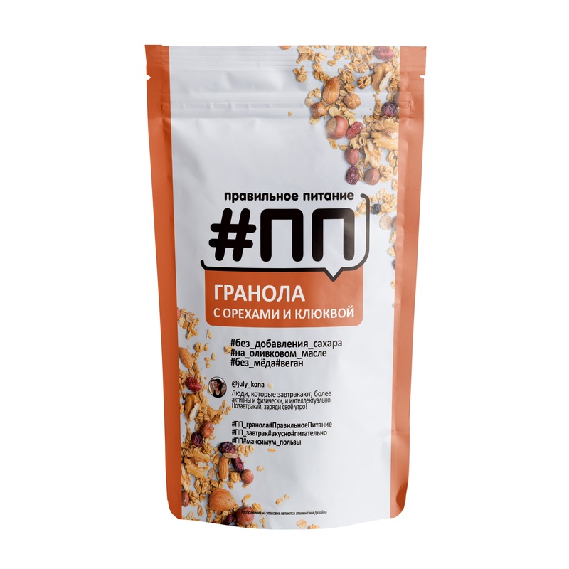 Изображение товара Завтрак Гранола без сахара с орехами и клюквой 350 г Россия