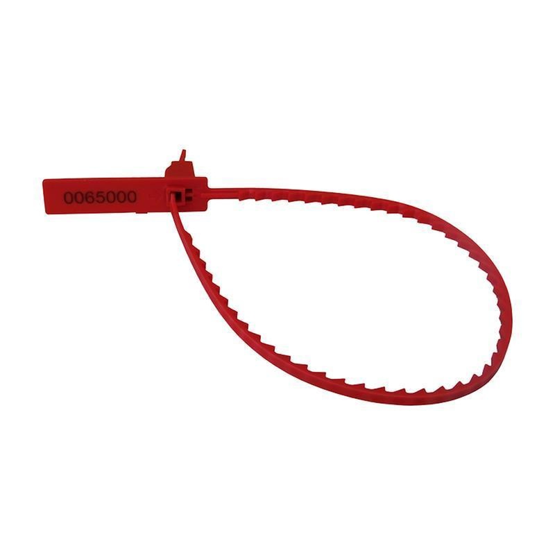 Изображение товара Уценка. Пломба пластиковая номерная 200 мм красная (500 штук в упаковке)