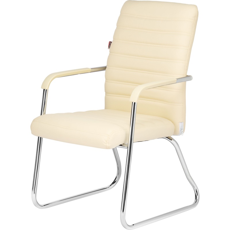 Изображение товара Конференц-кресло Easy Chair 806 VPU бежевое из искусственной кожи с хромированным каркасом