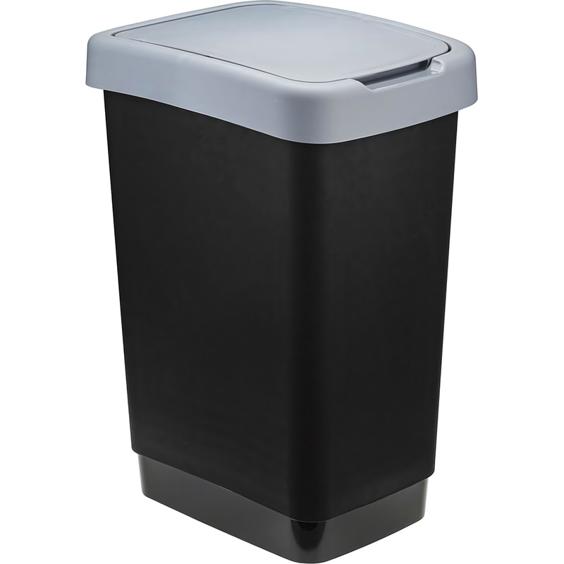 Изображение товара Ведро для мусора Idea Twin 25 л пластик чёрное/серое (26x33x47 см)