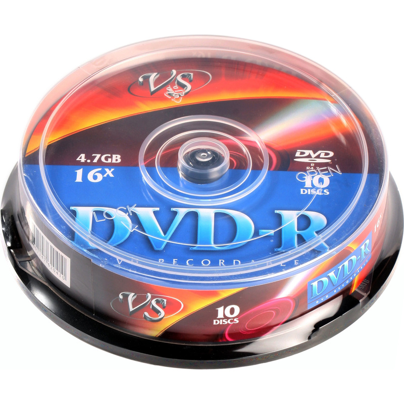 Изображение товара Диск DVD-R VS 4.7 ГБ 16x cake box VSDVDRCB1001 (10 штук в упаковке)
