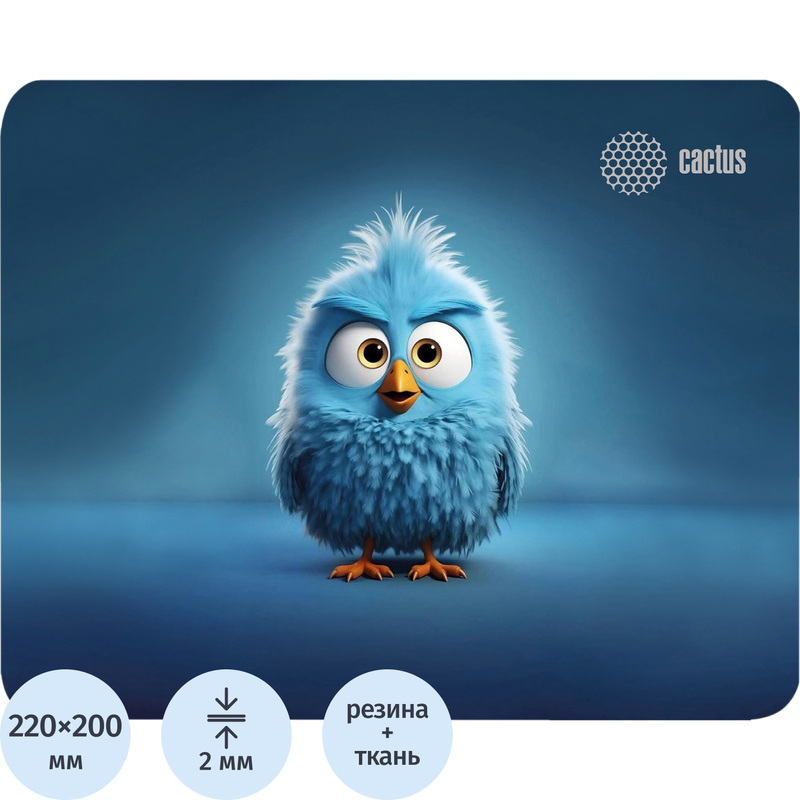 Изображение товара Коврик для мыши Cactus Bird CS-MP-P13XS с рисунком, ткань и резина, 220x180 мм