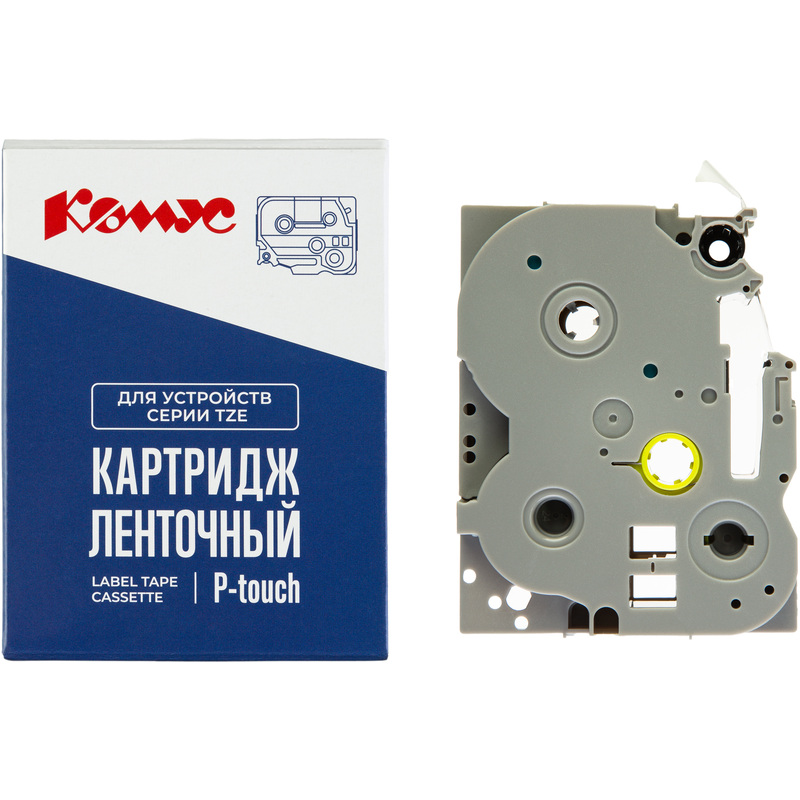 Изображение товара Картридж Комус TZE-155 для принтера этикеток Brother 24 мм х 8 м прозрачный белый шрифт