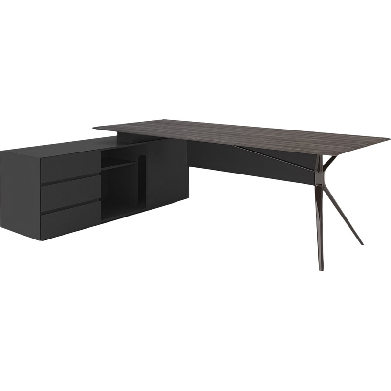 Изображение товара Стол руководителя угловой Ares Lux с тумбой левый дуб жжёный 1800х1600х756 мм