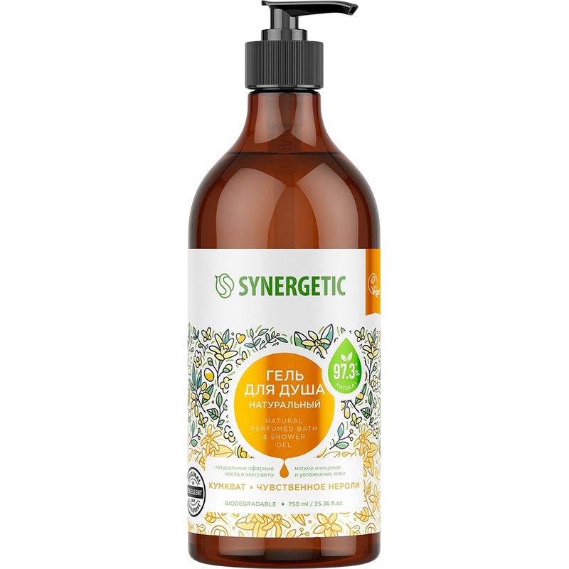Изображение товара Гель для душа Synergetic Кумкват и чувственное нероли 750 мл натуральный гипоаллергенный