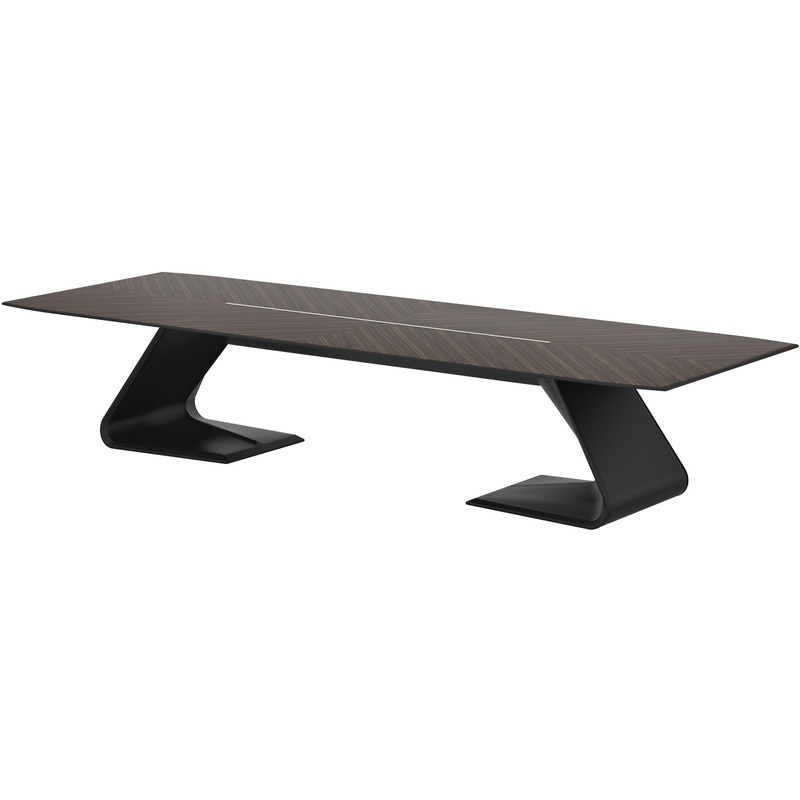 Изображение товара Стол для переговоров Bugatti BJD-2614W с кабель-каналом и шпоном эбенового дерева