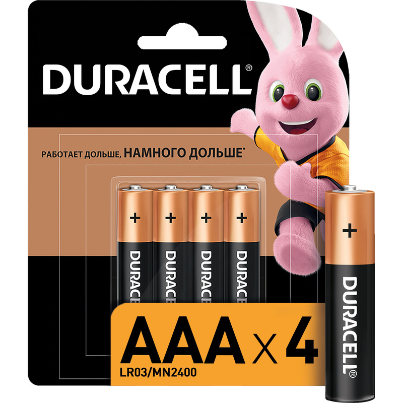 Изображение товара Батарейка ААА мизинчиковая Duracell Basic (4 штуки в упаковке)