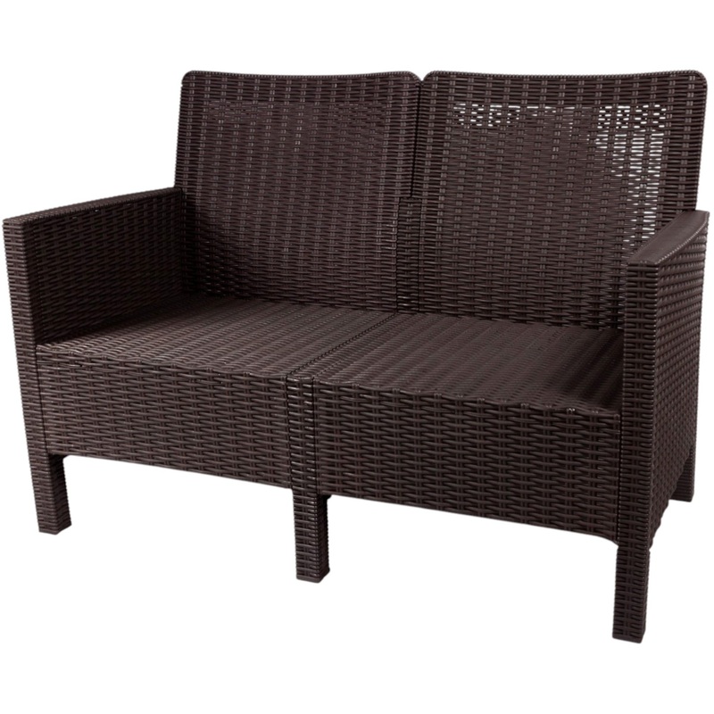 Изображение товара Двухместный уличный диван TDT из искусственного ротанга коричневый 1140х590х800 мм