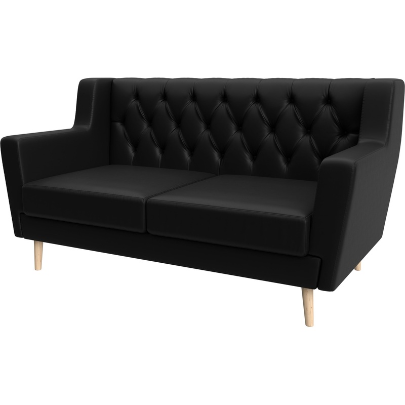 Изображение товара Диван двухместный Horeca Брайтон 2 Люкс чёрный экокожа