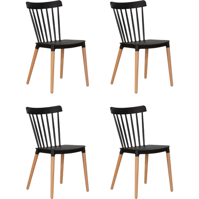 Изображение товара Стул обеденный DOBRIN THEO чёрный/светлый бук (полипропилен, 4 штуки в упаковке)