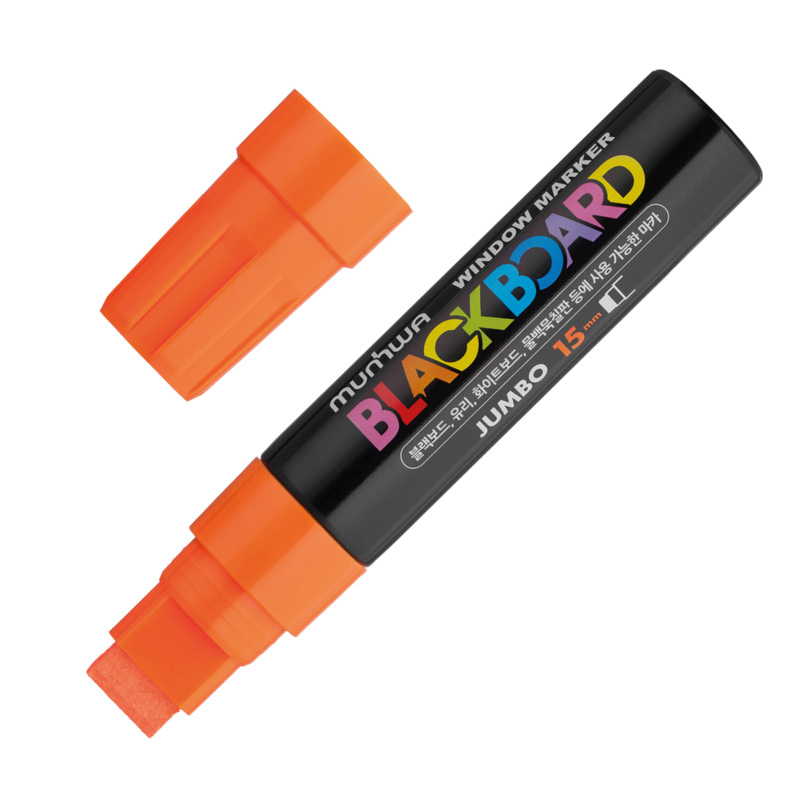 Маркер меловой MunHwa Black Board Jumbo оранжевый прямоугольный  наконечник (толщина линии 14-15 мм)