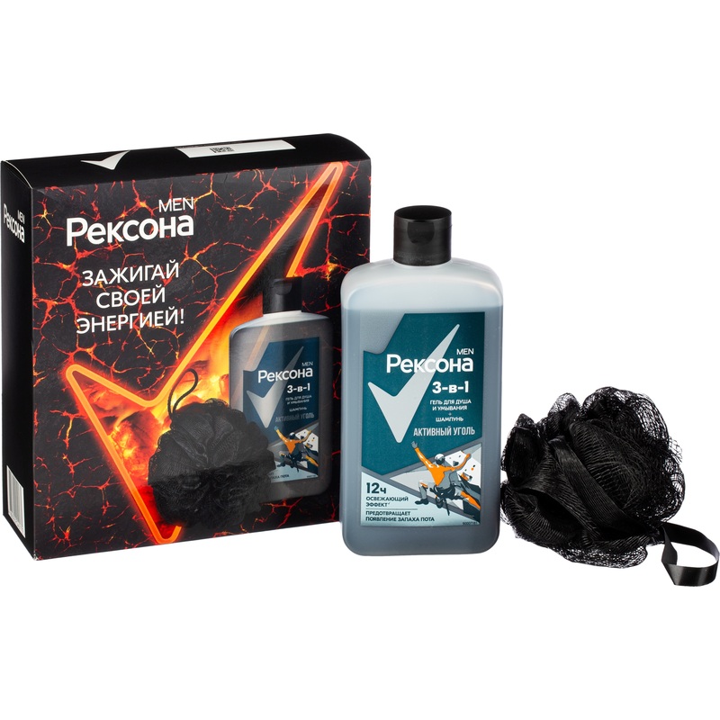 Изображение товара Подарочный набор косметики для мужчин Rexona (гель для душа и мочалка)