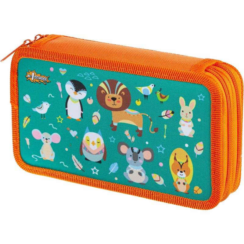 Изображение товара Пенал двухсекционный Комус Animals оранжевый для школьников и дошкольников