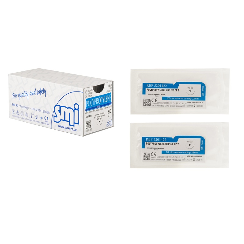 Изображение товара Шовный материал Полипропилен 3/0 45 см обратно-режущая игла 22 мм 1/2 упаковка 12 шт