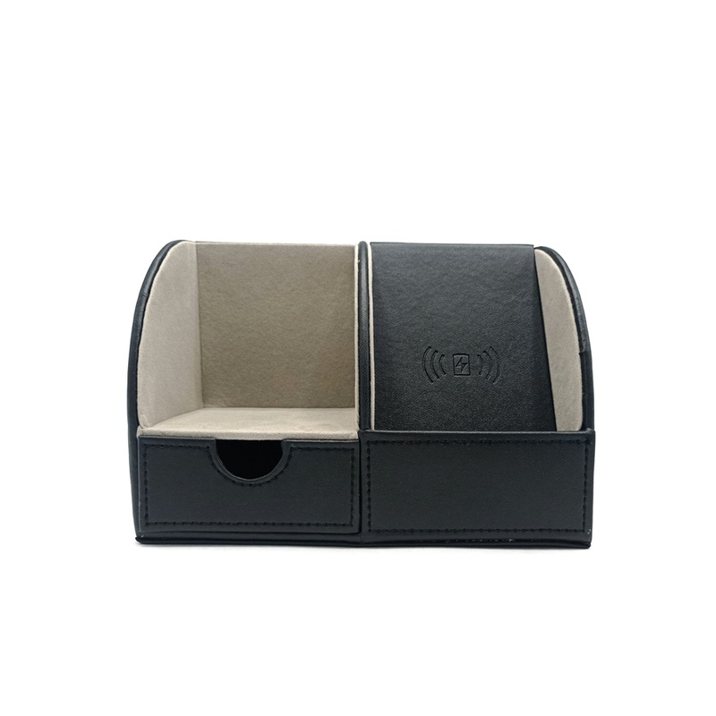 Изображение товара Подставка-органайзер Forma с беспроводной зарядкой черная 18.8x14.3x13 см