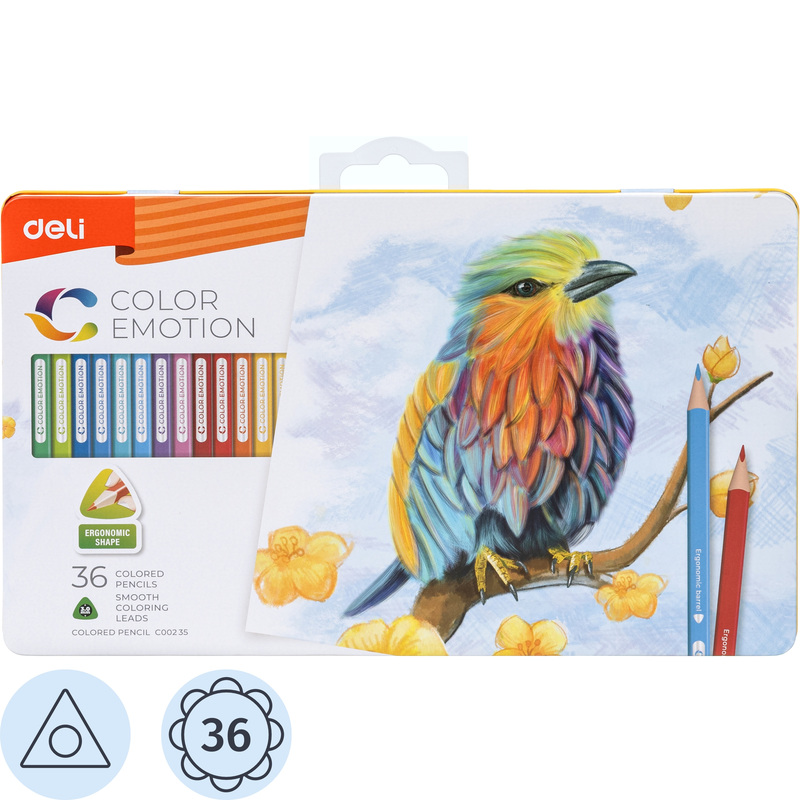 Изображение товара Карандаши цветные Deli Color Emotion 36 цветов в металлическом боксе