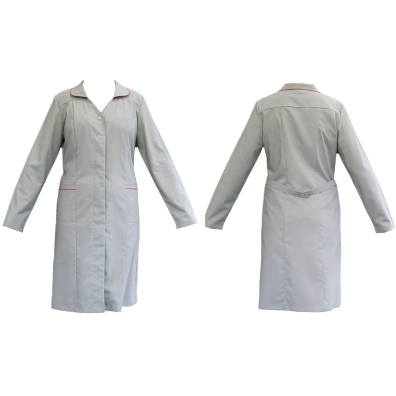 Изображение товара Женский рабочий халат серый с длинным рукавом, размер 40-42