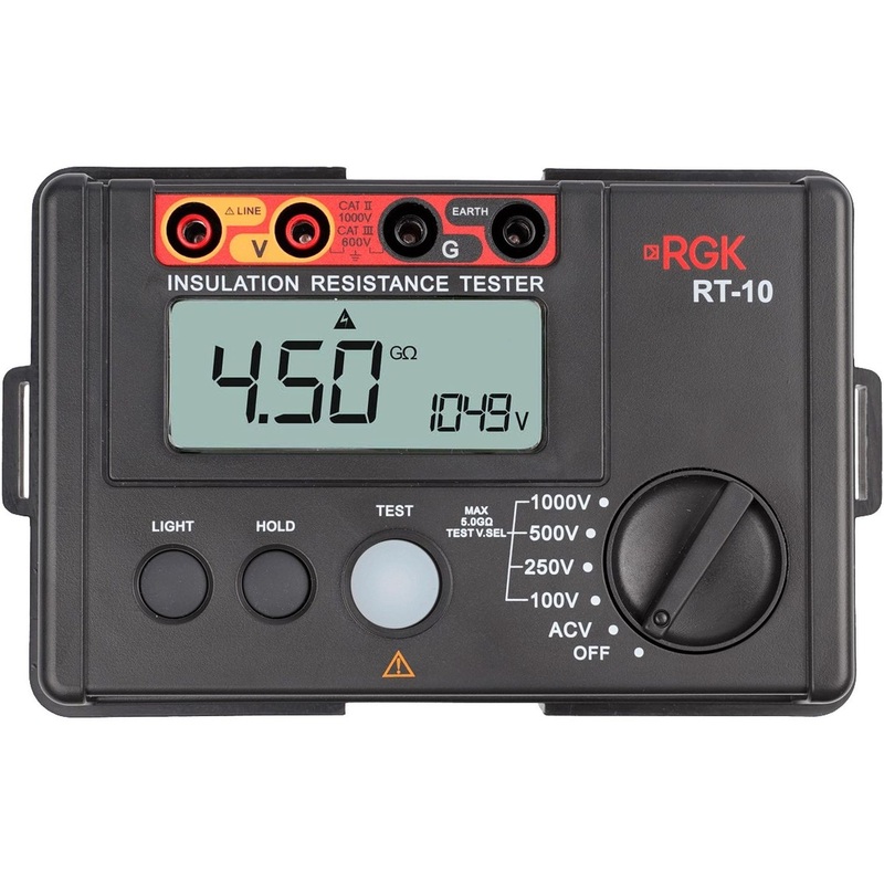 Изображение товара Цифровой мегаомметр RGK RT-10 для измерения сопротивления и тестирования изоляции