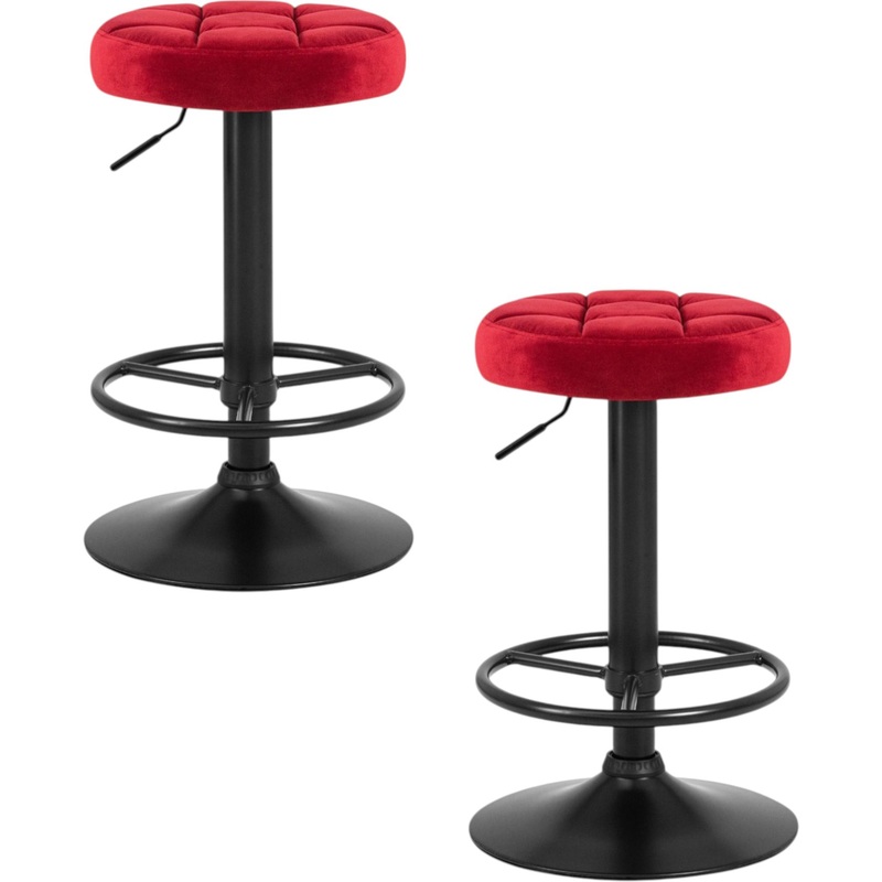 Изображение товара Табурет DOBRIN BRUNO BLACK — бордовый велюровый, регулируемая высота