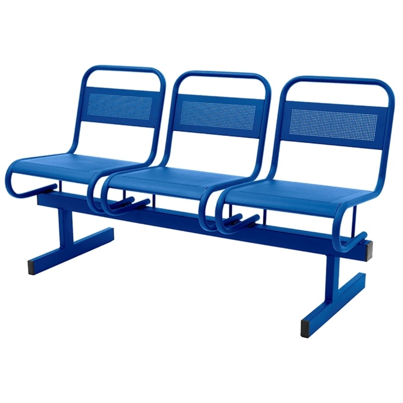 Изображение товара Многоместная перфорированная секция на 3 места, металл, синий цвет