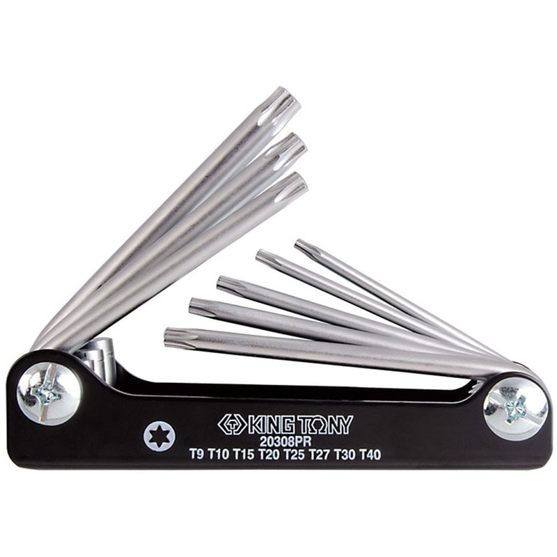 Изображение товара King Tony набор ключей TORX Т9 Т10 Т15 Т20 Т25 Т27 Т30 Т40 8 шт 20308PR