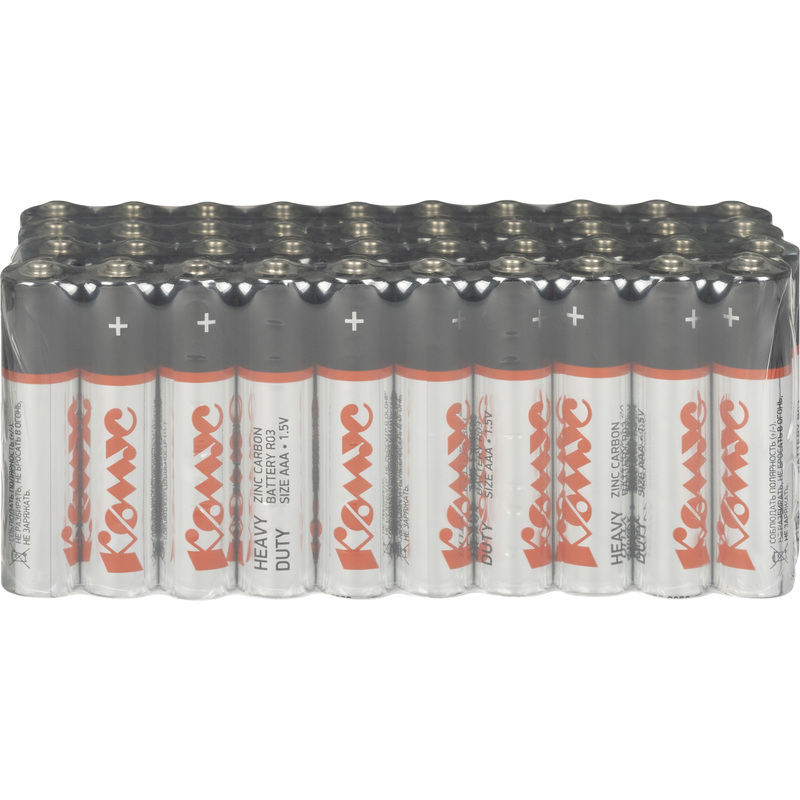 Изображение товара Батарейки AAA мизинчиковые Комус 40 штук солевые для пультов часов и весов