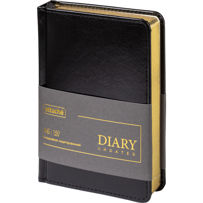 Изображение товара Ежедневник Attache Gold искусственная кожа А6 160 листов черный стильный