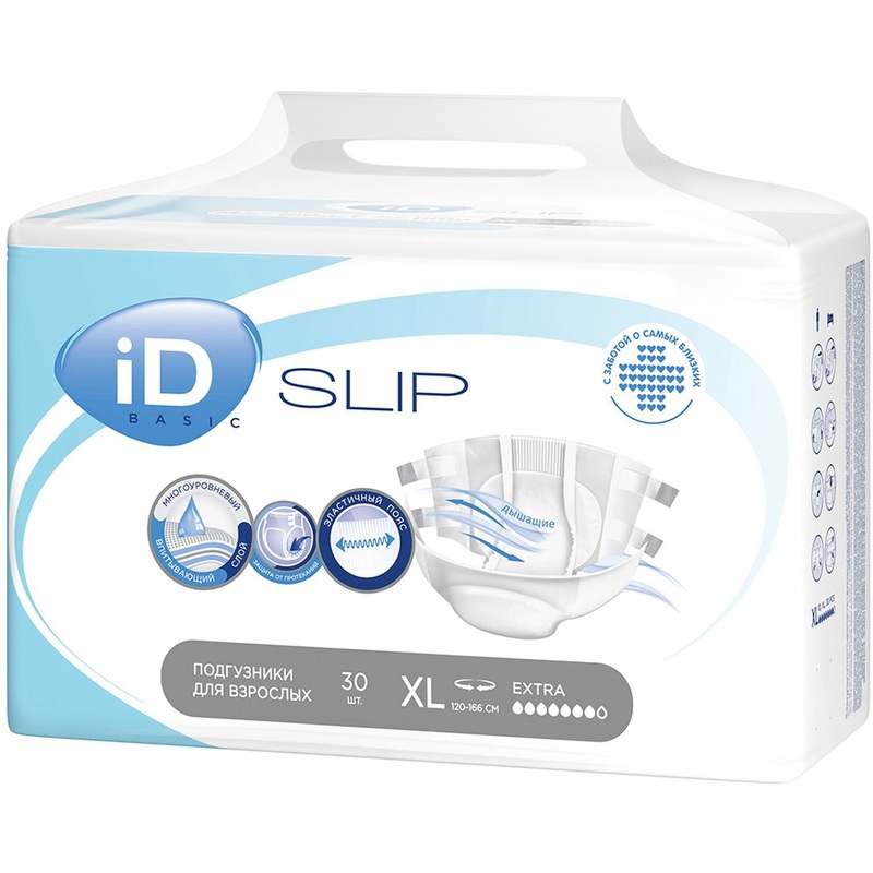 Изображение товара Подгузники для взрослых iD Basic XL 30 штук надежная защита комфорт и гигиена