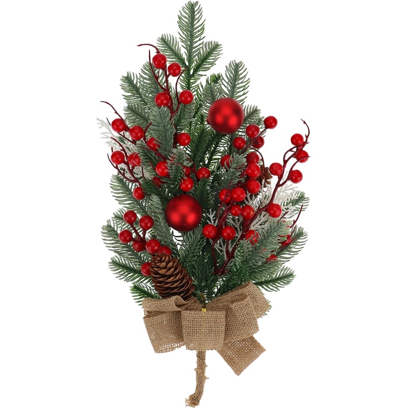 Изображение товара Хвойная ветка Miland заснеженная с украшениями 45х20 см