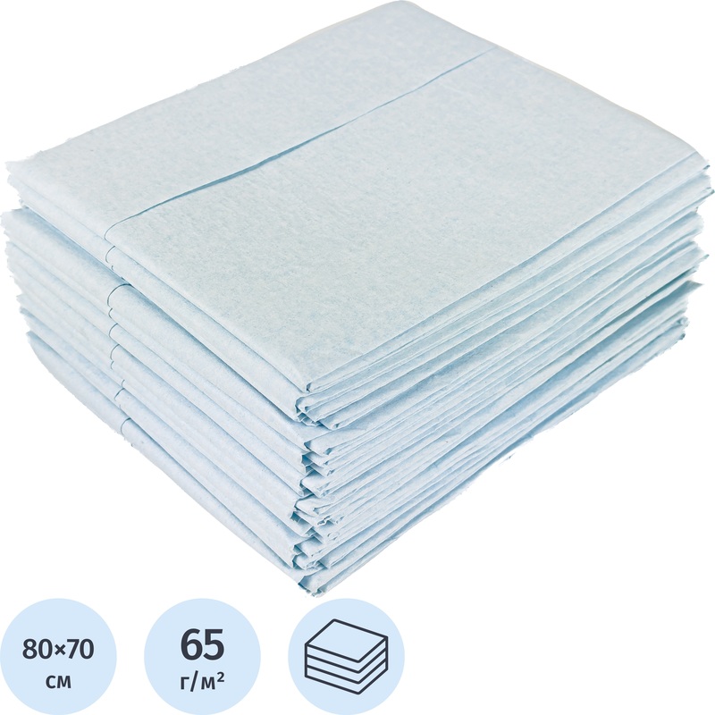 Изображение товара Одноразовая простыня Гекса Tutami 80x70 см голубая 20 штук в упаковке