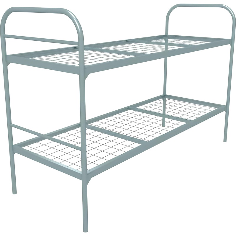 Изображение товара Двухъярусная металлическая кровать Бюджет + 2 серого цвета 809х1350х1966 мм