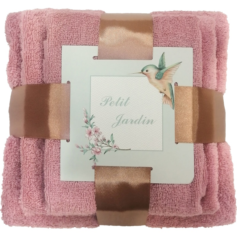 Изображение товара Подарочный набор махровых полотенец Cottonika 3 шт 30x50/50x80/70x120 см чайная роза