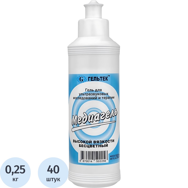 Изображение товара Гель для УЗИ Медиагель высокой вязкости бесцветный 250 г (40 штук в упаковке)