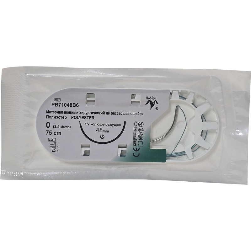 Изображение товара Шовный материал Meiyi USP 0 75 см колюще-режущая игла 48 мм