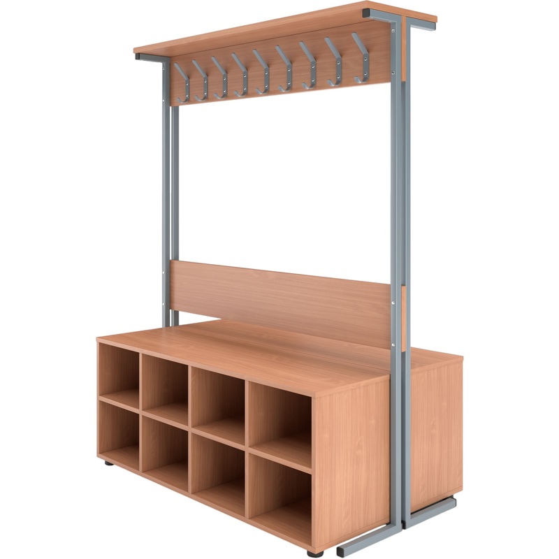 Изображение товара Вешалка двухсторонняя с тумбой для обуви (бук, 1200х720х1600 мм)