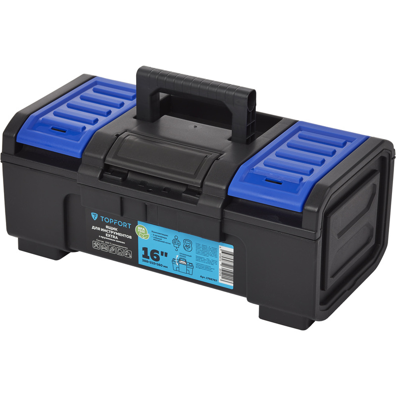 Изображение товара Ящик для инструментов TOPFORT Extra 16 388x160x215 мм пластиковый защищает инструменты и удобен в и