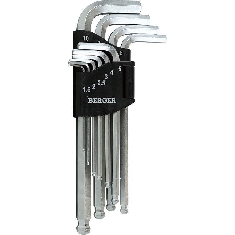 Изображение товара Набор ключей шестигранных Berger BG2291 10 штук из CrV с шаром