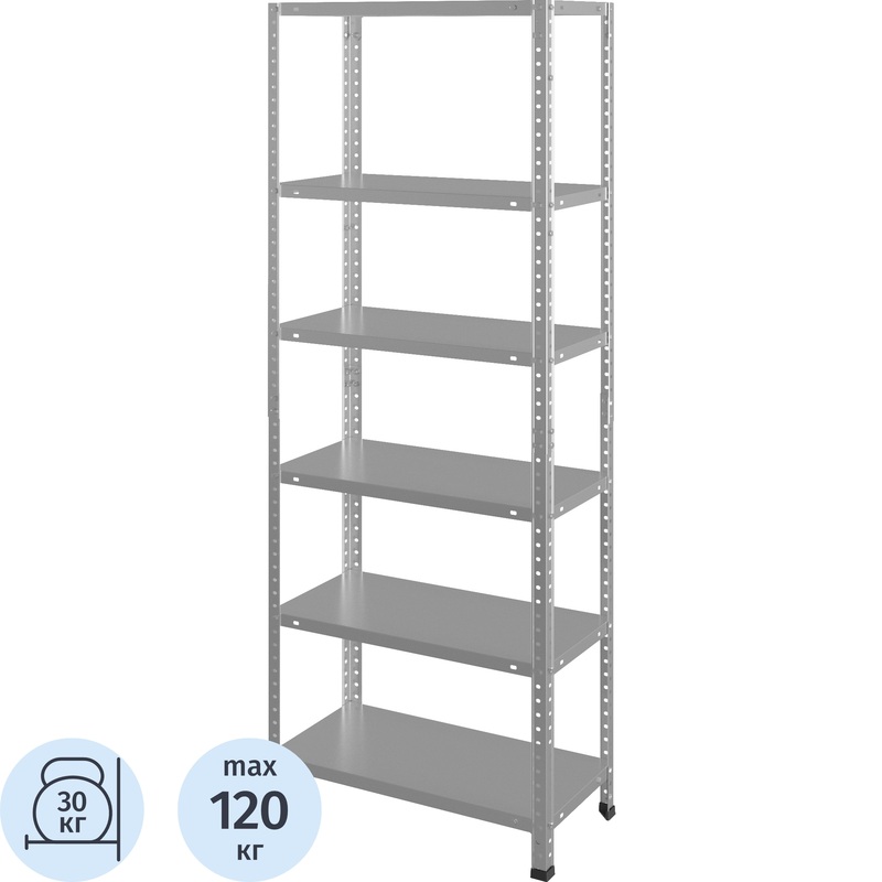 Изображение товара Стеллаж Практик ES160KD из оцинкованной стали с 6 полками 600x300 мм