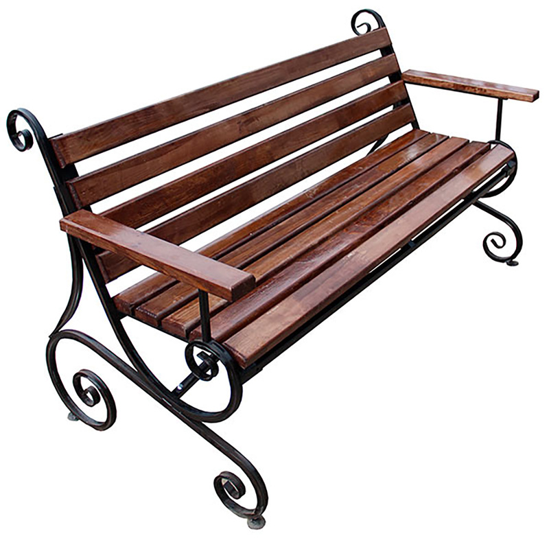 Изображение товара Скамья садовая Шарм с подлокотником коричневая и черная 1540х740х900 мм