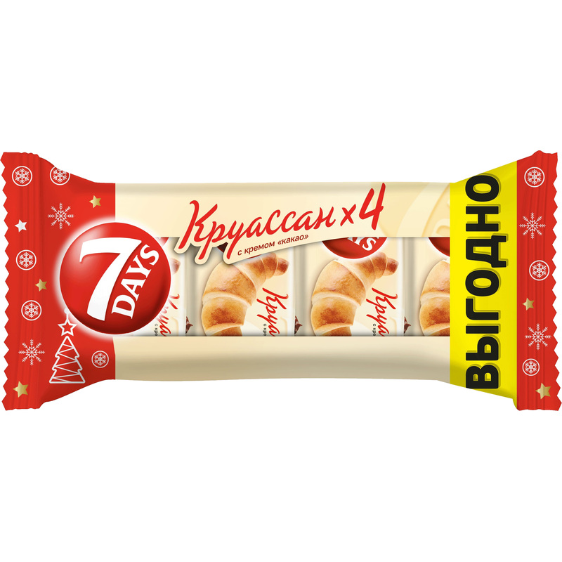 Изображение товара Круассан 7 days с кремом какао 65 г промоупаковка 4 шт