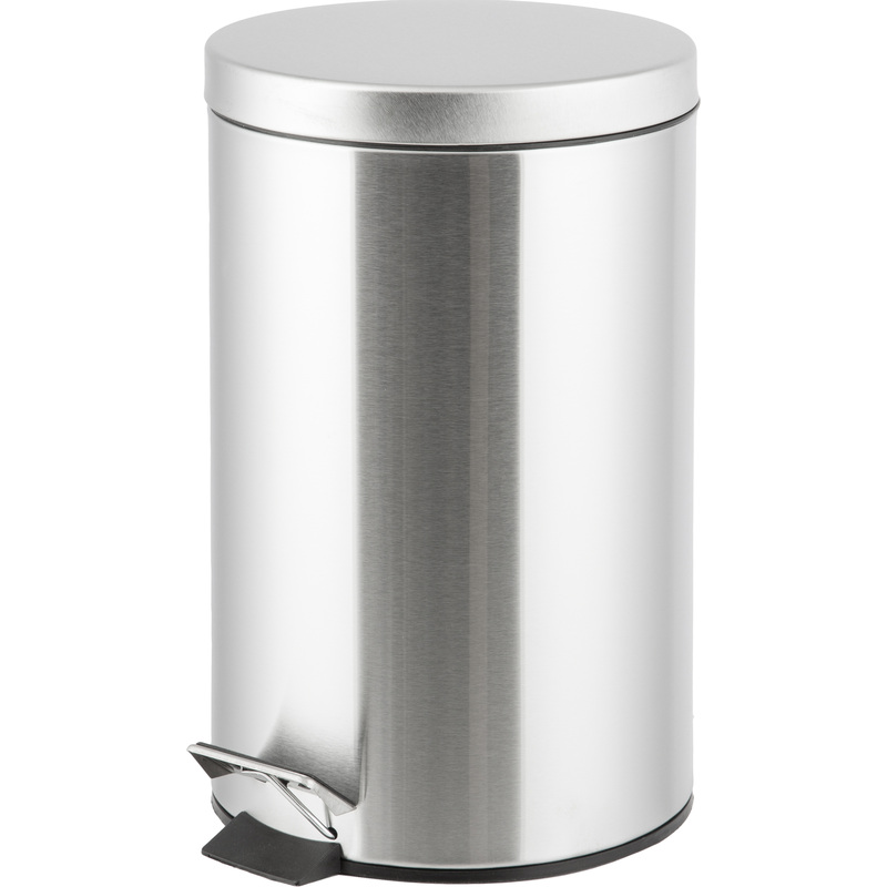 Изображение товара Ведро мусорное 12 л нержавеющая сталь педаль с крышкой серебристое