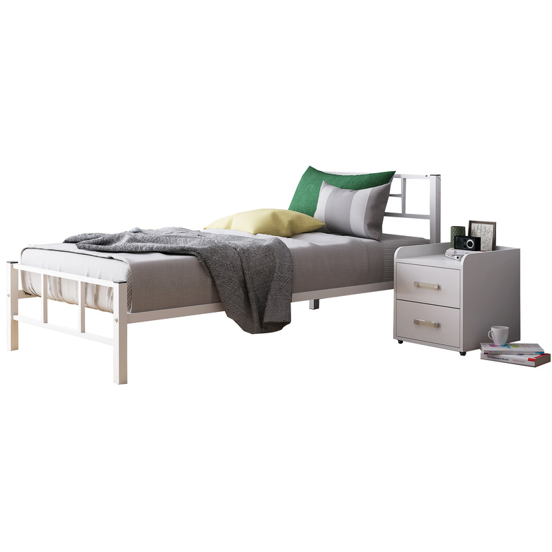 Изображение товара Металлическая кровать одноярусная Кадис белая Размер 900x1900 мм