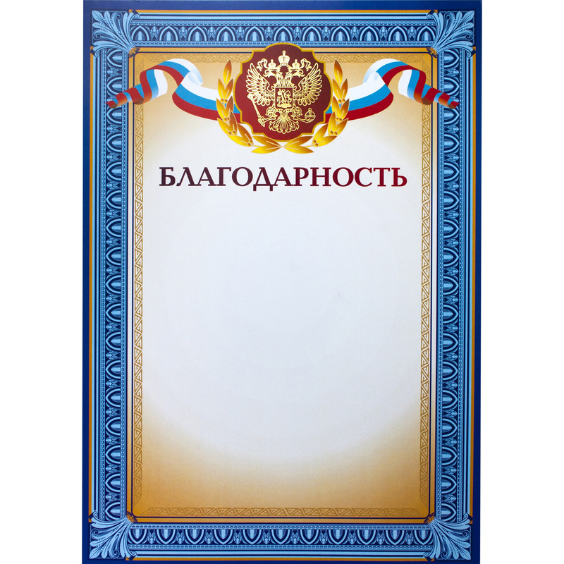 Изображение товара Благодарность A4 230 г/кв.м с тиснением фольгой (10 штук в упаковке)