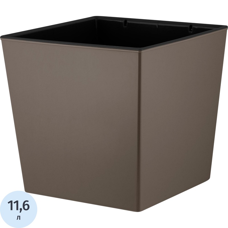 Изображение товара Горшок для цветов InGreen London Cube 11.6 л с внутренней вставкой 11,5 л французский платан (24x25 см)