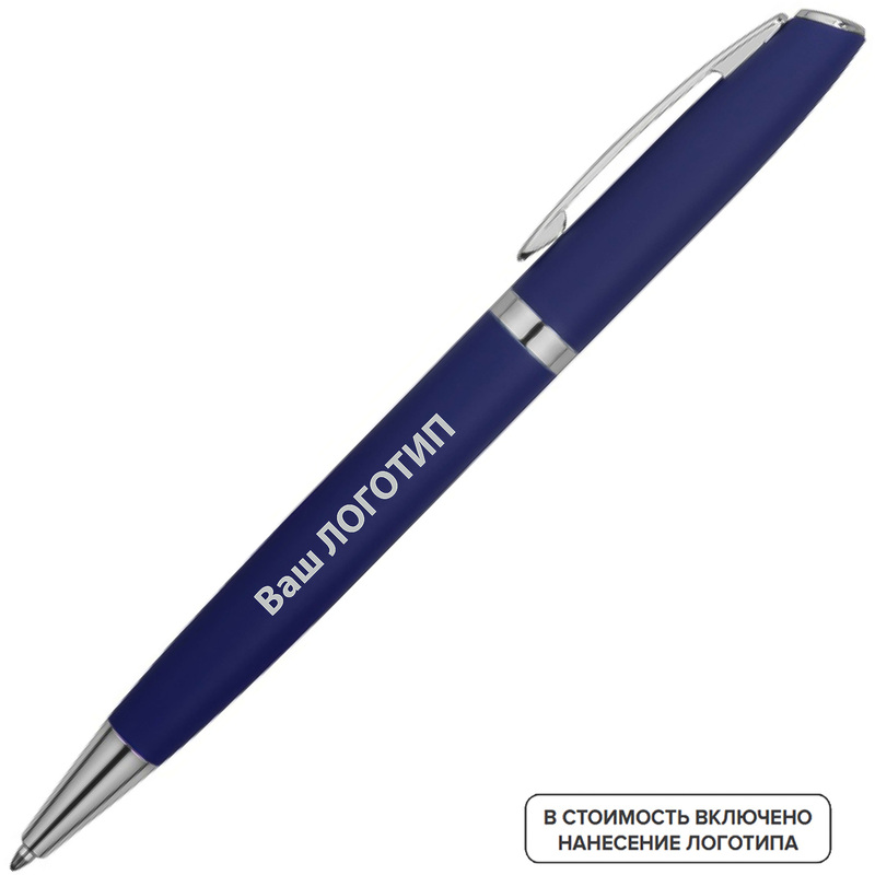 Изображение товара Ручка шариковая автоматическая Flow синяя корпус soft touch толщина линии 1 мм (100 штук в упаковке) с лого