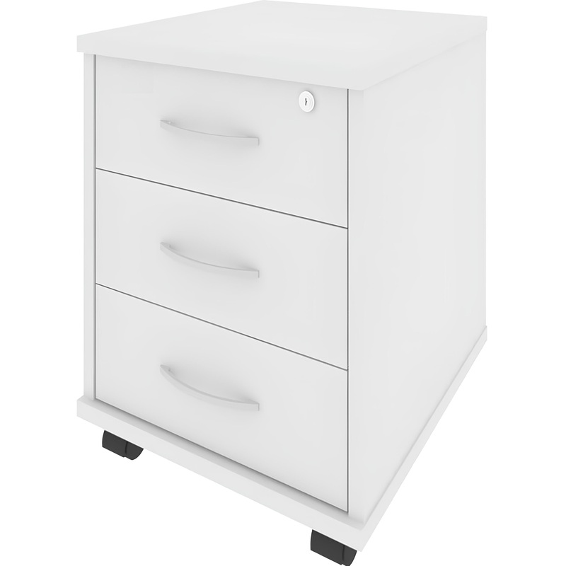 Изображение товара Тумба подкатная Riva с замком, белая, 3 ящика