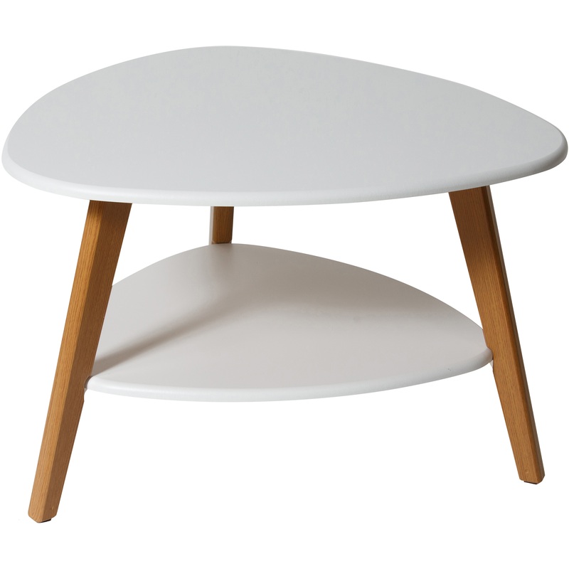 Изображение товара Журнальный столик Бруклин в белом цвете с ножками цвета дуб светлый 780x770x500 мм