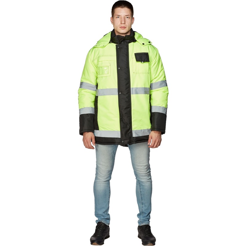 Изображение товара Куртка рабочая зимняя 344-КУ с СОП черная/лимонная для мужчин