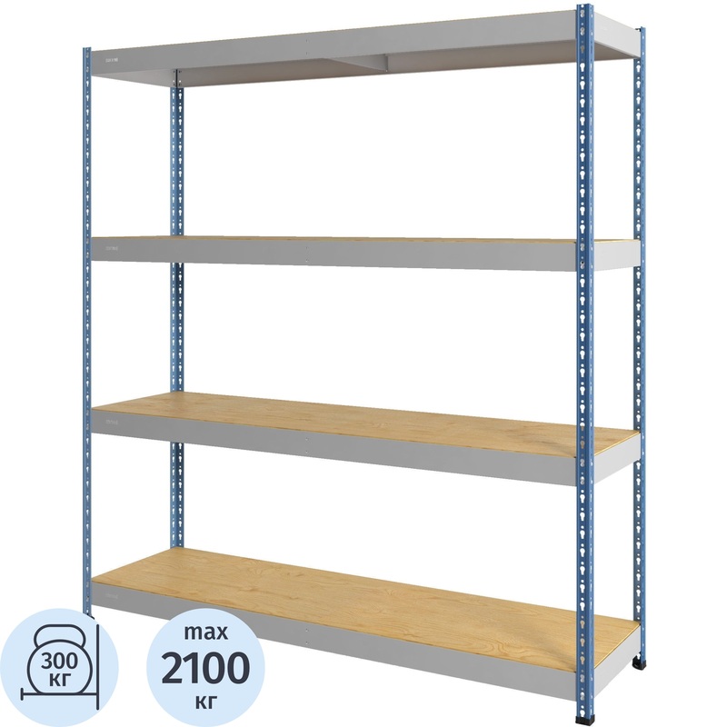 Изображение товара Стеллаж металлический Практик SB с 4 полками и максимальной нагрузкой до 2100 кг